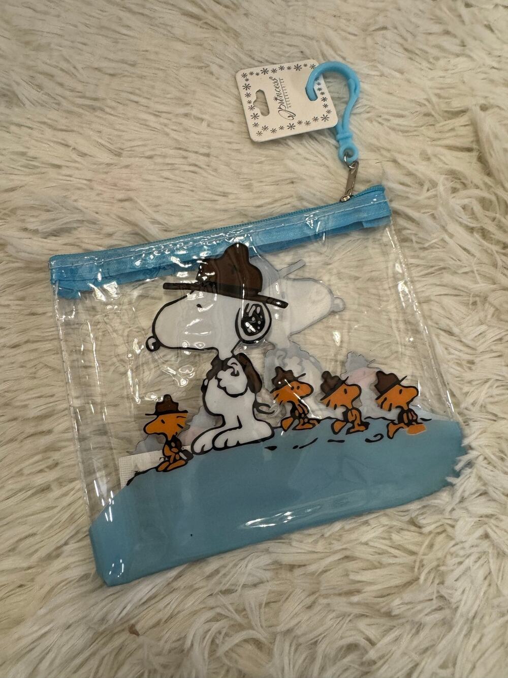 Peanuts Snoopy clear pencil case keychain with Snoopy and Woodstock explorer